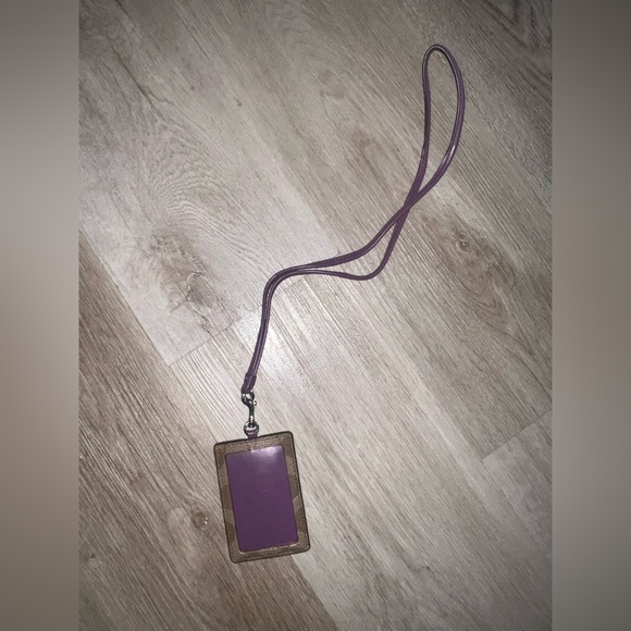 Coach Signature Purple and Brown Cardholder/Lanyard - Picture 2 of 3